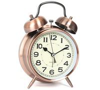 AYRELY® Super Loud Alarm Clock for Heavy Sleepers Adults, Twin Bell Retro table clock, 4 Inch Silent Non-Ticking Quartz with Nightlight, Perfect for Bedrooms and Bedside(Copper)