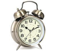 AYRELY® Super Loud Alarm Clock for Heavy Sleepers Adults, Twin Bell Retro table clock, 4 Inch Silent Non-Ticking Quartz with Nightlight, Perfect for Bedrooms and Bedside(Bronze)