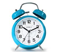 AYRELY® Super Loud Alarm Clock for Heavy Sleepers, Retro Twin Bell Design, 4-Inch Silent Non-Ticking Quartz with Backlight, Metal Bedside Clock for Children’s Room (Sky Blue)