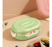 Ayrirel Lunch Box for Kids, Cartoon Cute Food Dessert Container with 2 Compartments for School Nursery Sports Picnic (Green)