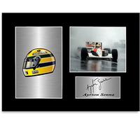 Ayrton Senna 3 Times World Champion Car Helmet Poster Signed Photo Display Mount A4