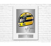 Ayrton Senna 3 Times World Champion Helmet Poster Signed Photo Display Mount A4