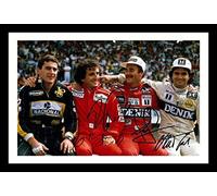 Ayrton Senna & Alain Prost & Nigel Mansell & Nelson Piquet - F1 Formula One Autograph Signed & Framed Photo Display