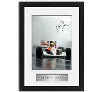 Ayrton Senna Racing Driver World Champion Signed Poster A4 Photo Display Mount Poster Framed Black