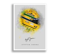Ayrton Senna Signed Photo F1 Legend Helmet Poster Print Autograph Framed Display Memorabilia Gift (A4 poster only)