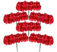 Aysatogc 144 Pcs Mini Paper Flowers, Mini Artificial Rose 1/2" Artificial Rose Flower with Stem Mulberry Paper for DIY Wedding Flowers Accessories Mother's Day Decorations