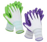 Aysatogc 2 Pairs Gardening Gloves for Women Outdoor Work Garden Gloves Breathable Rubber Coated Outdoor Protective Yard Glove with Grip for Women Men Garden Essentials (Green & Purple)