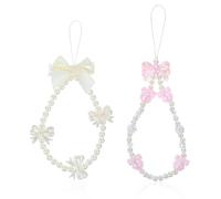 Aysatogc 2 Pieces Cute Phone Charms, Pink Lucky Beads Butterfly Heart Shape Phone Charm Creative Crystal Flower Pendant Y2k Smartphone Charms For Purse Backpack Camera Decoration