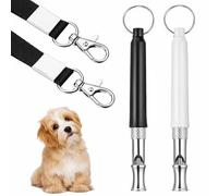 Aysatogc 2PCS Dog Whistle to Stop Barking, Professional Recall Dog Training Whistles Adjustable Ultrasonic Silent Dog Whistle with Lanyard for Training Recall (Black and White)
