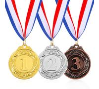 Aysatogc 3 PCS Gold Silver Bronze Medals, 1st 2nd 3rd Award Medals with Neck Ribbon Olympic Style Medal Prizes for Kids School Sports Meeting Sports Events or Celebration Souvenir (Metal, 2 Inch)