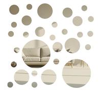 Aysatogc 30Pcs Round Mirror Tiles Self Adhesive, 4 Sizes Acrylic Mirror Wall Decals Mirrors Tile Decorative Mosaic Mirrors Sheets for Bathroom, Bedroom, Wall Decor, DIY Projects