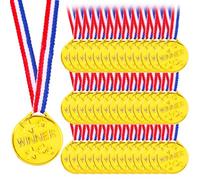 Aysatogc 40 Pcs Gold Medals for Kids, Gold Plastic Winner Award Medals with Ribbon Gymnastics Field Day Awards for Sports, Games, Competition, Students Rewards, Talent Show 1.4 x 1.7 Inches