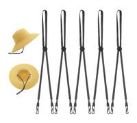 Aysatogc 5 Pcs Adjustable Hat Strap, Elastic Hats Removable Chin Cord Windproof Anti-Lost Cap Strap Clips Suitable for Outdoor Activities (Black)