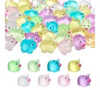 Aysatogc 50PCS Luminous Mini Resin Pigs, Miniature Piggy Figurines Glow in The Dark Tiny Pig Charms for Garden Landscape Aquarium Dollhouse (Random Color)
