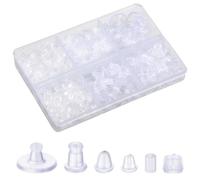 Aysatogc 600Pcs Silicone Earring Backs, 6 Styles Clear Earring Backs Replacement Stoppers Earrings Back Clutch Stoppers Replacement Kits for Stud Post Stopper Back for Droopy Ears