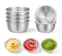 Aysatogc 6PCS 2 oz Stainless Steel Ramekin Dipping Sauce Cup, Mini Sauce Cup Reusable Metal Condiment Cups Ramekins Containers Pudding Condiment Cups for for Home Party Restaurant (Silver)