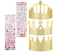 Aysatogc Paper Crowns with Stickers, Paper Prince Princess Crown Hats Diy Birthday King Crowns DIY Decorate Decor Favor Supplies for Birthday Baby Shower Wedding Party Supplies