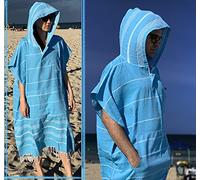Aysesa Large Surf Poncho - Thin Turkish Cotton Beach Robe Hooded Wetsuit Changing Towel | Ultra Thin Quick Dry | Sandproof | 100% Turkish Cotton (Navy Blue, Poncho) (Turquoise, Surf Poncho)