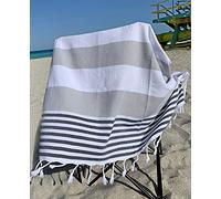Aysesa Sandproof Cotton Beach Towel Hidden-Pocket Large Blanket Adult Oversized 38x75, Made in Turkey