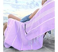 Aysesa Sandproof Cotton Beach Towel Hidden-Pocket Large Blanket Adult Oversized 38x75, Made in Turkey