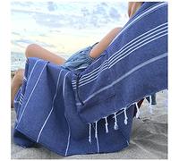Aysesa-Sandproof Turkish Beach Towel w/Hidden-Zippered-Pocket 100% Cotton Oversized Sand Free Blanket XXL 38x75 Extra Large for Adults Gift Men Women Made in Turkey