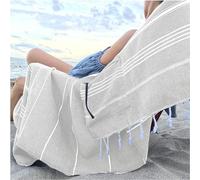 Aysesa-Sandproof Turkish Cotton Beach Towel Oversized w/Hidden-Pocket 75" Sand Free Blanket Extra Large Packable Travel Bath Towel Gift Men Women Made-in-Turkey