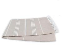 Aysesa ShoreSecrets Collection: Sandproof Beach Towel with Hidden Pocket - Natural Turkish Cotton - Made in Turkey - 6’3 Long (Sunlit Sand Beige)