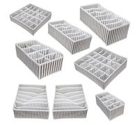 AYSO SMARTLY STORED Drawer Organizer Dividers - 4PCS/8PCS Foldable Fabric Storage Boxes for Closet & Dresser - Underwear, Bras, Socks, Ties, Scarves - Non-Woven Wardrobe Organizer Bins, Beige