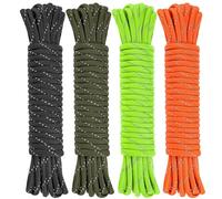Aystkniet 750LB Paracord Rope, 4MM 11 Strands Parachute Cord, 4PCS 6M/19FT Reflective Tactical Rope | Ideal for Paracord Bracelet Kit, Crafting, DIY, Camping, Survival, Outdoor, Muiti Color