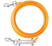 Aystkniet Dog Tie Out Cable 10FT 15FT 20FT 25FT 30FT 40FT 50FT with Shock Absorbing Spring and Swivel Hook, Chew Proof Dogs Chain for Outside, Pet Runner Tether Pet Lead for Small Medium Large Dogs