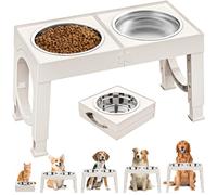 Aystkniet Raised Dog Bowls for Small Medium Large Dogs, 5 Height Adjustable Dog Bowl Stand to 8cm 23cm, 27cm, 31cm, 35cm, with 2 Stainless Steel Dog Food Bowl, Elevated Dog Bowls for Traveling