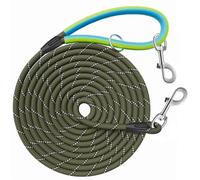 Aystkniet Reflective Training Leads for Dogs, 5M / 10M / 15M / 20M / 30M Long Line Dog Lead with Double Clip and Soft Rubber Handle, Strong Recall Training Leash for Small Medium and Large Dogs