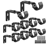 AYSUM 10 Pack Curtain Rod Bracket Heavy Duty Adjustable Single Curtain Rod Holders for Maximum 1 inch Rod, Black