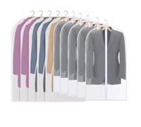 AYSUM 10 Pack Garment Bags 60 x 140cm/60 x 100cm, Breathable Suit Bag Covers with Zip, Waterproof Moth Proof Dress Bag Covers, Clothes Cover Protector Bags for Wardrobe Storage and Travel