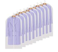 AYSUM 10Pack Dress Bags Clothes Covers Long with Zip 60 x 140cm, Breathable Garment Bags Covers, Dust-proof Moth-Proof Clothes Protector Bags, Hanging Clothes Storage Bag for Wardrobe Storage