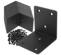 AYSUM 20Pcs Black Angle Bracket 2"x2"x2", Stainless Steel L Brackets for Wood, Heavy Duty Corner Brackets Metal Corner Brace for Bed Furniture Bookshelf