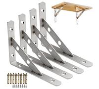 AYSUM 4Pcs 6inches Wall Shelf Brackets, 90 Degree L Bracket, Heavy Duty Stainless Steel Shelf Supports Corner Brace, Angle Metal Brackets, Mounting Hardware Included (150mm x 110mm)