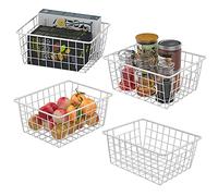 AYSUM 4PCS Wire Storage Baskets,Metal Basket for Pantry Organizer Storage, Wire Basket Suitable for Home,Office,Kitchen - White 4pack (4x White)