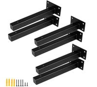 AYSUM 6 Pack Shelf Brackets Black 8 Inch Right Angle Corner Brackets for Shelf Support Shelving Brackets Heavy Duty Angle Brackets for Floating Shelves, Black