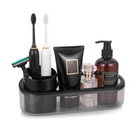 Ayswupt Black Toothbrush Holder for Bathroom,Detactable Bathroom Tray for Men,Electric Tooth Brushing Holder,Bathroom Countertop Organizer,Tooth Brush Toothpaste Caddy Storage,Vanity Sink Accessories