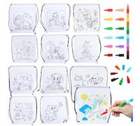 AYSYR 12 PCS Colour Your Own Bag, Party Bags for Kids Party Pre Filled Non-Woven, Kids Party Bags for DIY, with 2 Stacking Crayons(12 Colours in 1), as Return Gifts for Birthday Party Kids