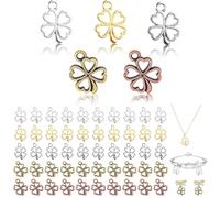 AYSYR 150PCS Lucky Charms, Metal Four Leaf Clover Charms, Mini Four Leaf Clover Pendant Hollow Double Sided, 5 Colors Good Luck Charm, for DIY Necklace Bracelet Earring Keychain Crafts Making
