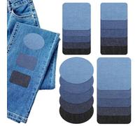 AYSYR 20 PCS Denim Patches for Jeans Iron on, Cotton Denim Iron on Patches for Clothing Outside, 4 Sizes Iron on Denim Patches for Inside Jeans, 5 Colour Denim Patches for Jeans Repair, Can Be Sewn