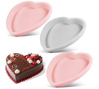 AYSYR 3 PCS Heart Shaped Cake Tin,Heart Cake Tin Silicone 6in,Cake Tins for Baking for Mothers Day DIY,Baking Pan Non-Stick Quick Release Suitable for Muffins Puddings Bread
