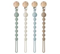 AYSYR 4 PCS Dummy Clip Boys Grils,Pacifier Clips Silicon,Dummy Chain Portable,Mam Soother Clips & Teether 2-in-1 Design,Dummy Strap BPA Free(4 Color)