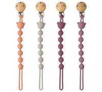 AYSYR 4 PCS Dummy Clips Portable,Pacifier Clips Silicon,Dummy Chain Easy to Clean,Mam Soother Clips and Teether 2-in-1 Design,Pacifier Holder BPA Free(4 Color)