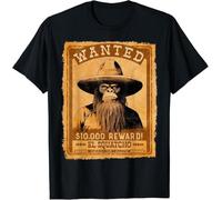AYTAPUGE Squatcho Wanted Poster Western Bigfoot Funny Sasquatch T-Shirt Black M
