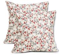 Aytipun 4th of July Floral Pillow Covers 16x16 Set of 2 Vintage Rustic Old Style Navy Blue Red White Flower Print Decorative Outdoor Pillowcases Patriotic Throw Cushion Case Decor for Couch Sofa Bed