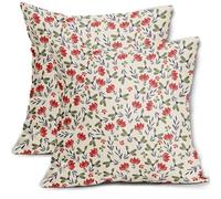 Aytipun 4th of July Floral Pillow Covers 20x20 Set of 2 Vintage Rustic Old Style Navy Blue Red Green Flower Print Decorative Outdoor Pillowcases Patriotic Throw Cushion Case Decor for Couch Sofa Bed
