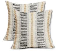 Aytipun Black Yellow Pillow Covers 20x20 Set of 2 Gray Grey Dot Striped Decorative Outdoor Pillowcases Boho Rustic Throw Cushion Case Decor for Couch Sofa Bed